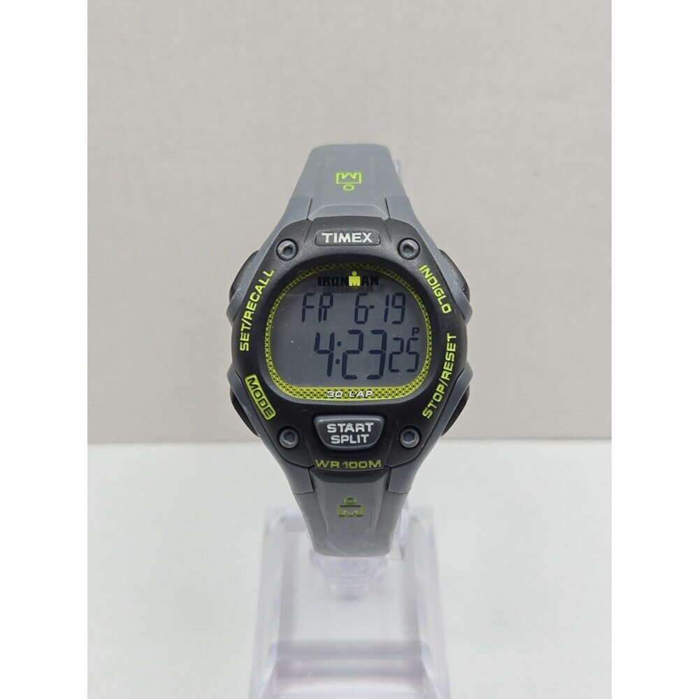 Timex Ironman Classic 30 Womens 34mm Gray Green Digital Sports Watch New Battery